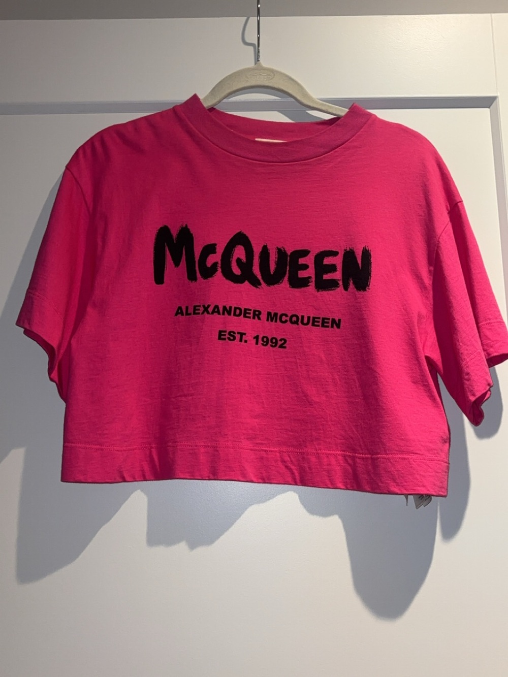 Alexander McQueen Fuchsia Crewneck Logo Tee